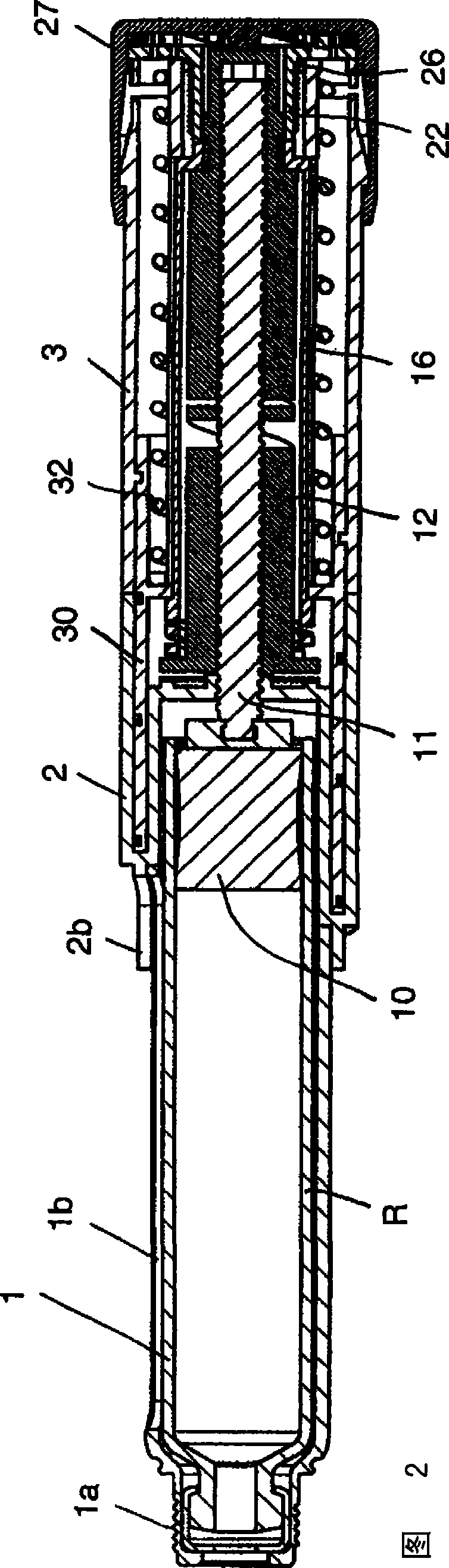 Injection device with axially overlapping dosing or display member