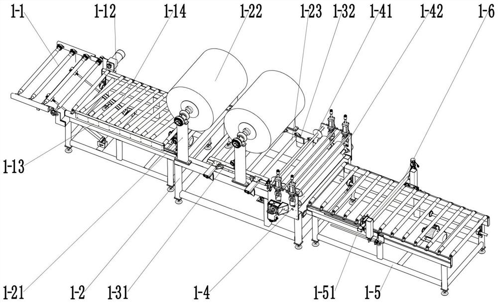 Automatic film laminating production line and method for PVC composite floor mute pad