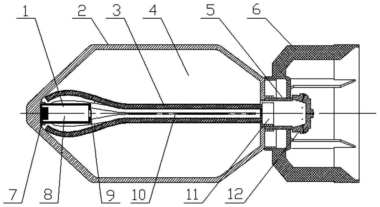 A high-efficiency water mist fire extinguishing aerial bomb for forest surface fire