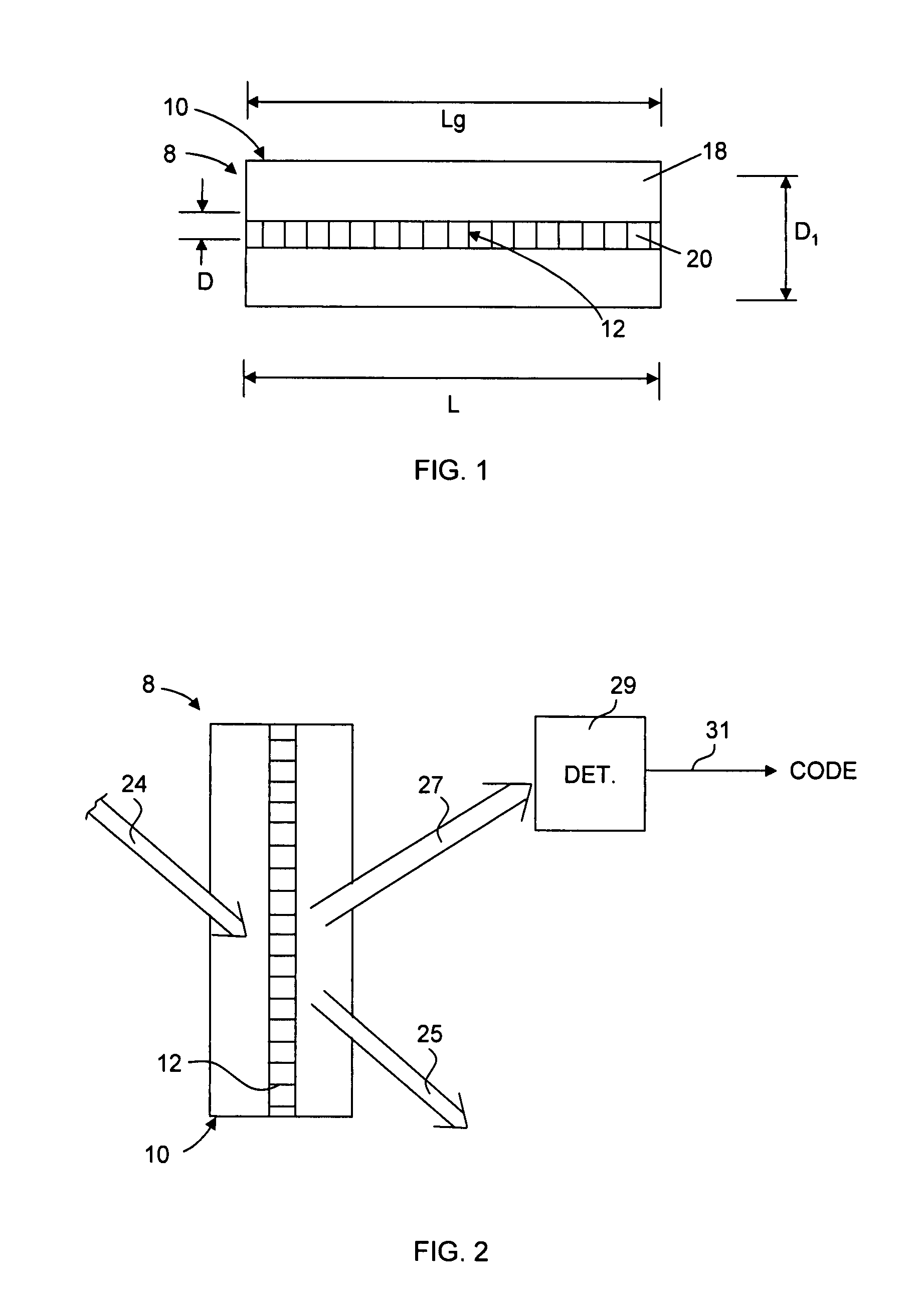 Optical identification element having non-waveguide photosensitive substrate with diffraction grating therein