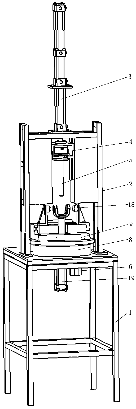 An automatic pressing device for a sliding fork and a spline mandrel
