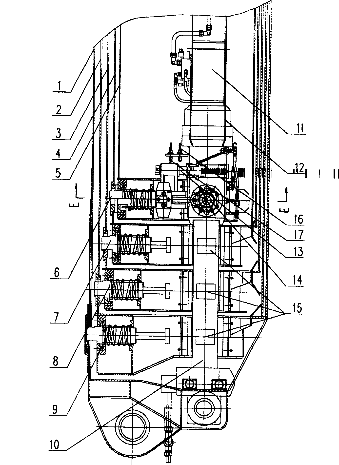 Multiple arms telescopic device automatically controlled by single telescopic cylinder