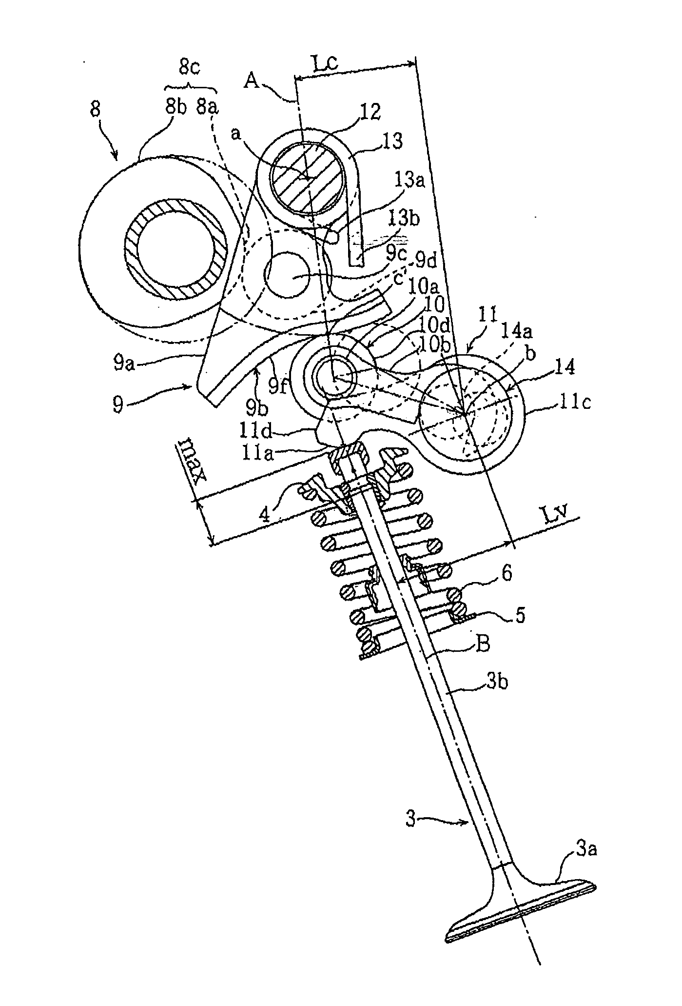 Valve train device for an engine