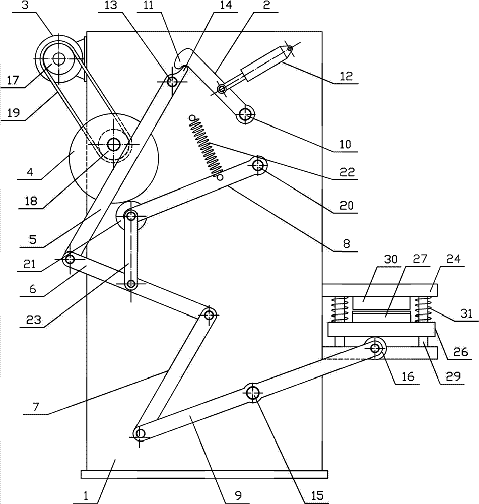 Strip material cut-off mechanism