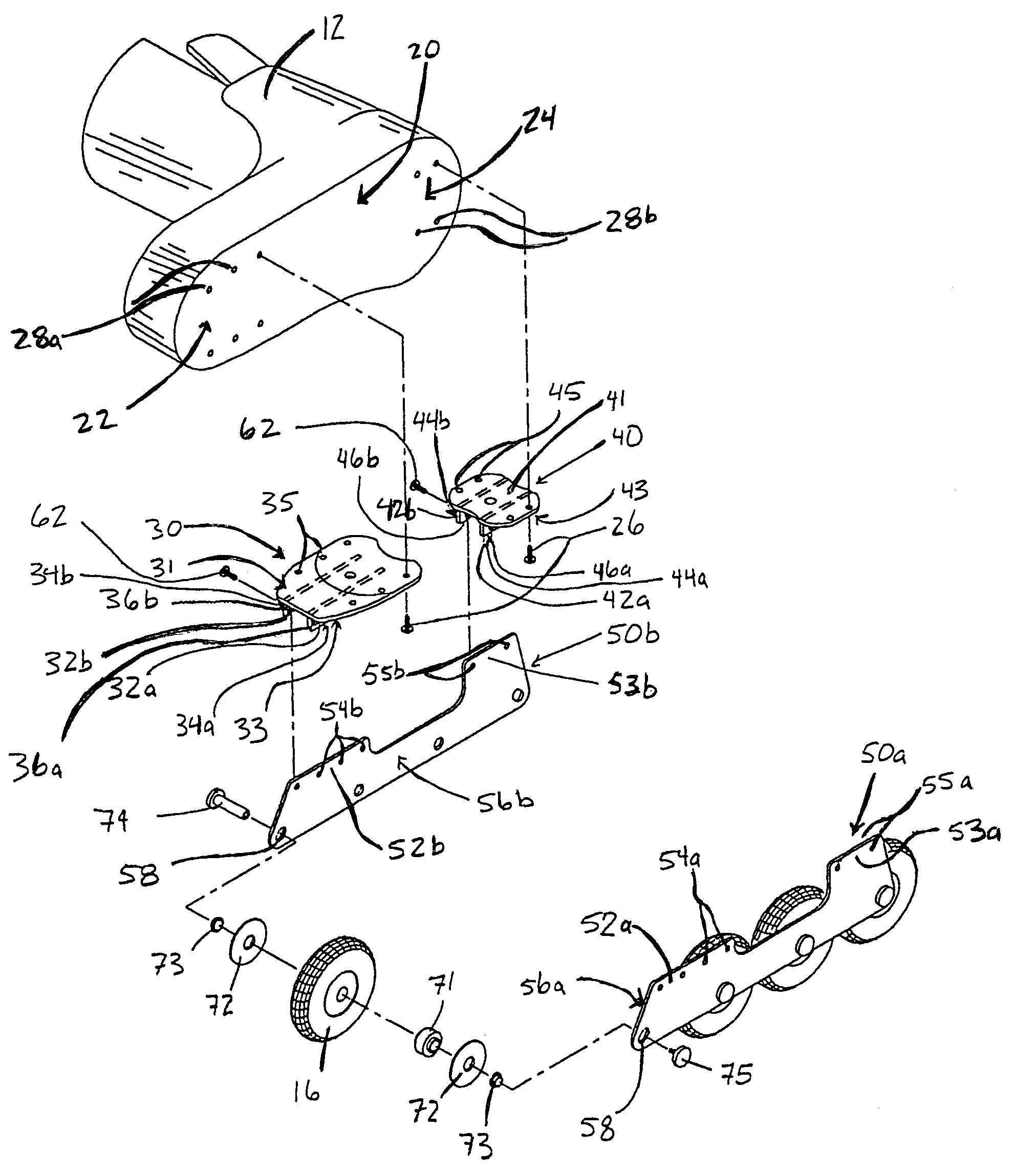 In-line roller skate frame