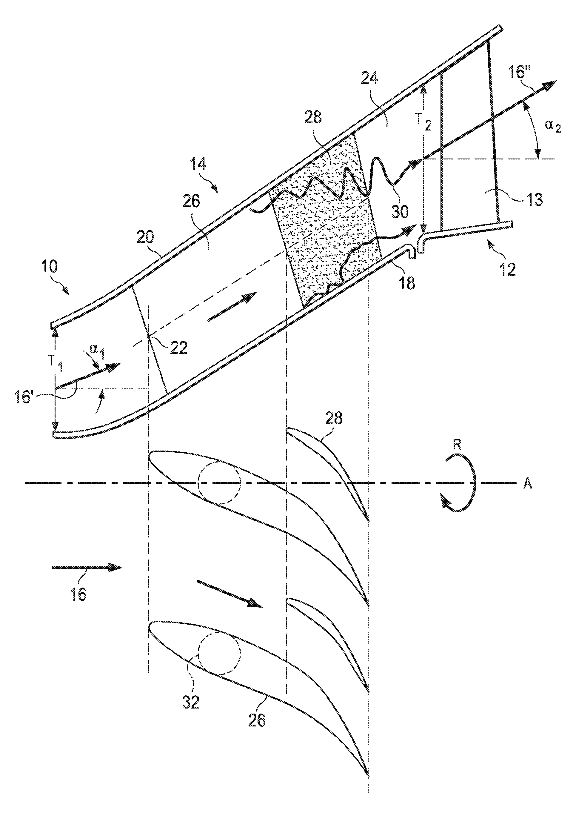 Transition channel of a turbine unit