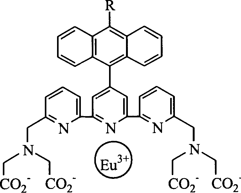 Singlet oxygen europium coordination compound fluorescent probe and application thereof