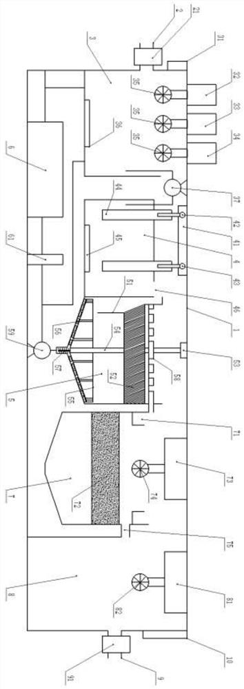 An integrated denitrification filter with charged flocculation device