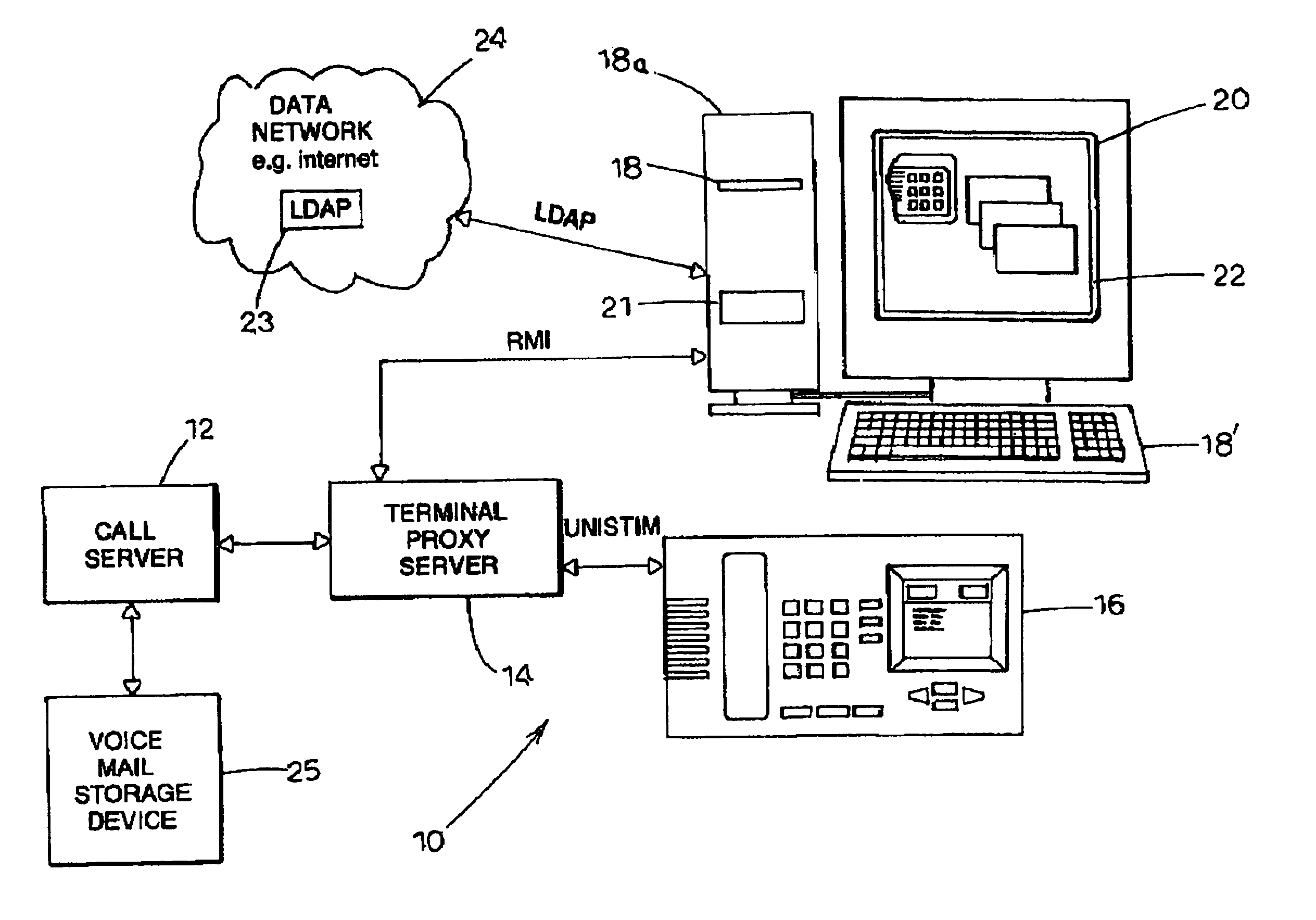 Client-server network for managing internet protocol voice packets