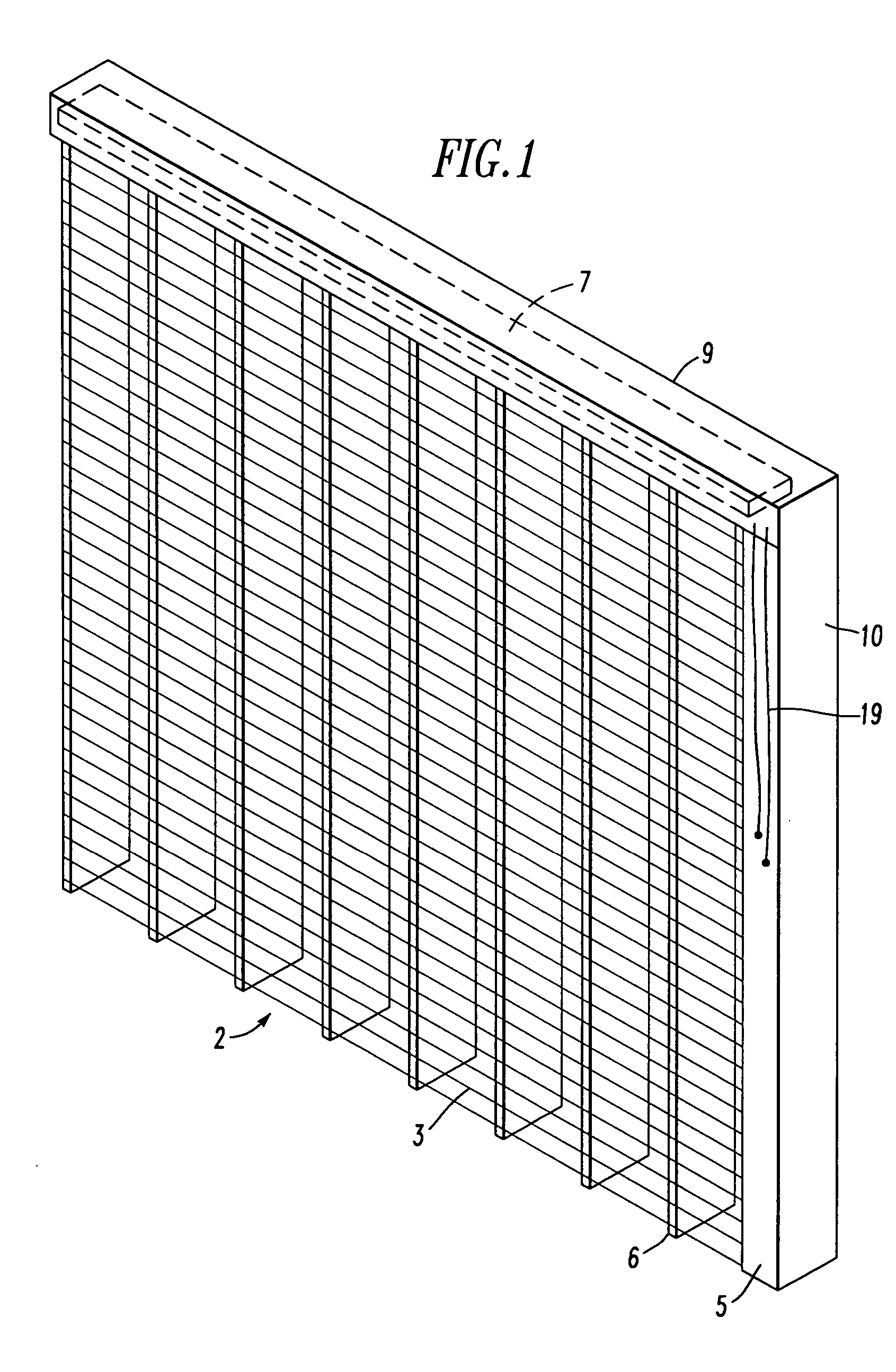 Vertical blind having a face of parallel threads