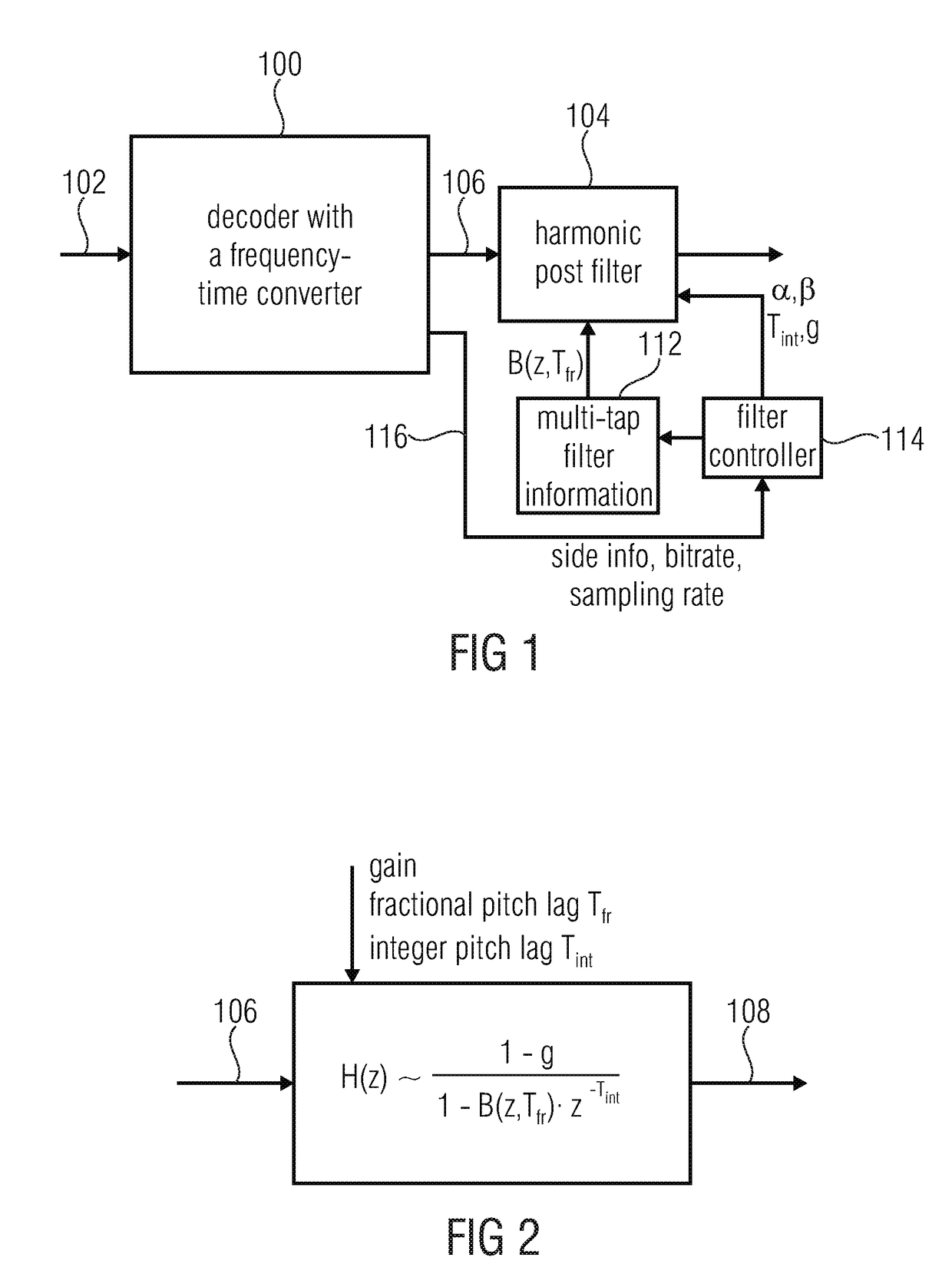 Apparatus and method for processing an audio signal using a harmonic post-filter