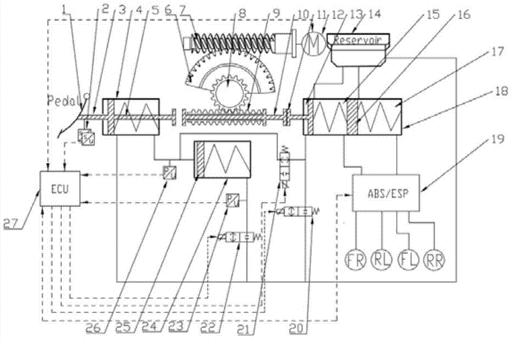 Motor-driven electronic hydraulic braking system