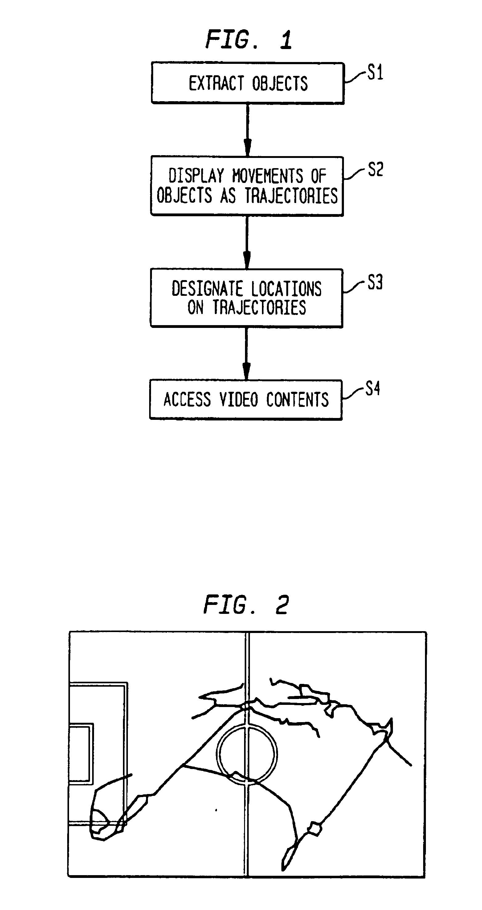 Video contents access method that uses trajectories of objects and apparatus therefor