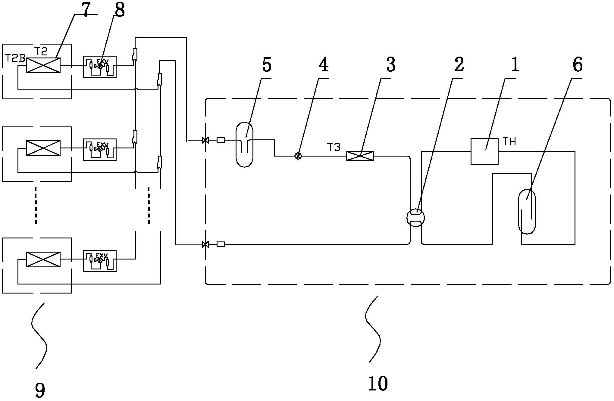 Control method of refrigerant flow of multi-connected unit