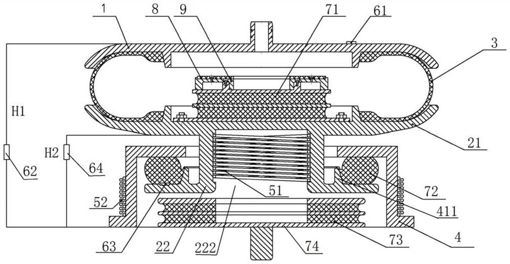 Electromagnetic suspension air spring and rail vehicle