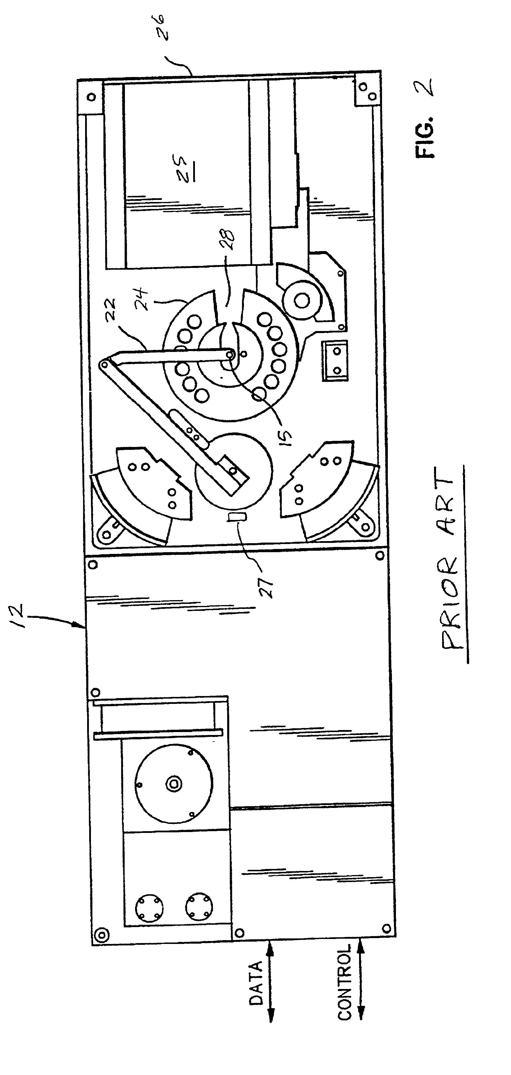 Storage device mounted in portable data storage media type cartridges