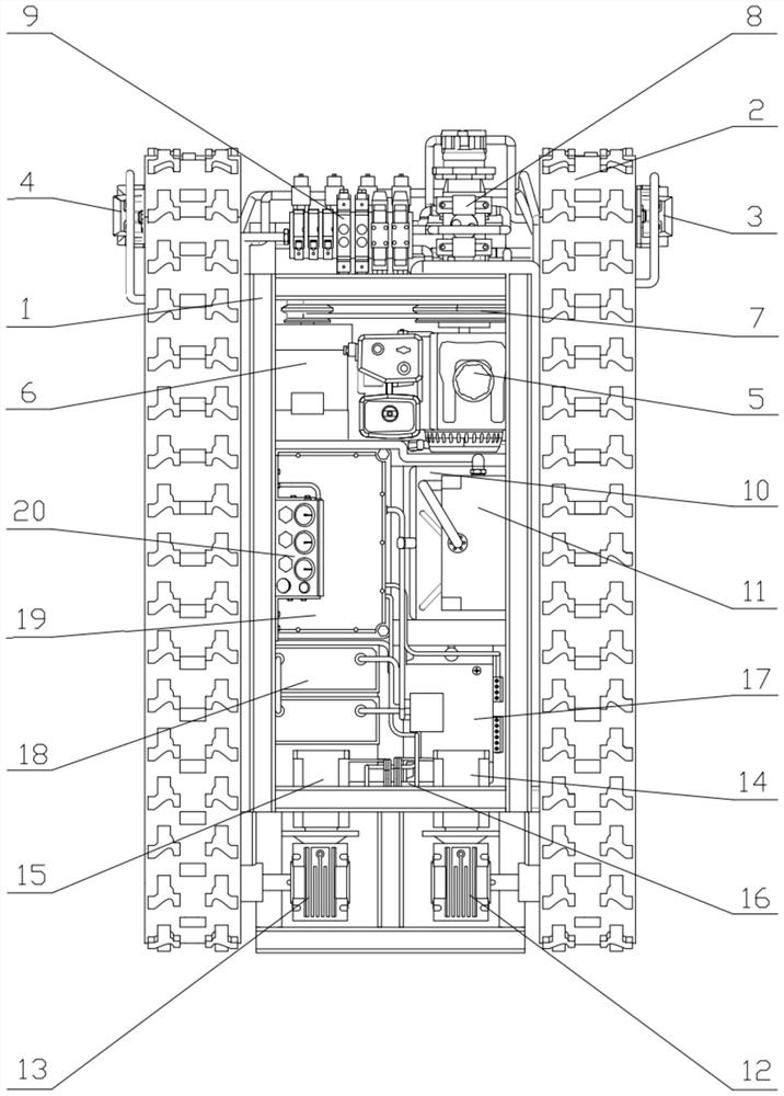 Novel electro-hydraulic hybrid drive crawler-type chassis