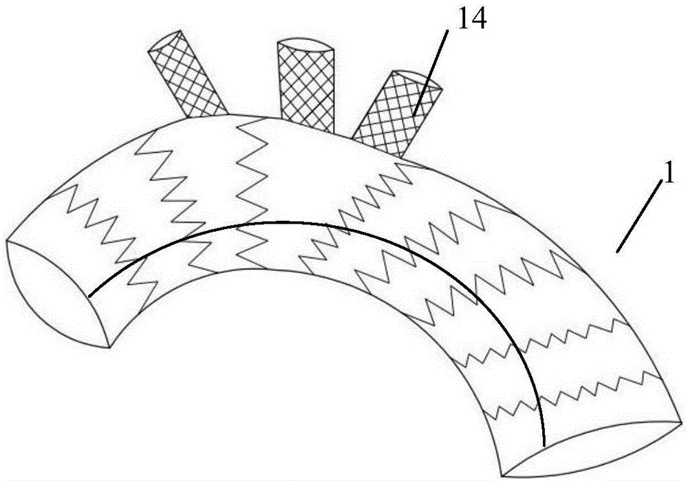 Covered stent for aortic dissection surgery, conveying device and use method