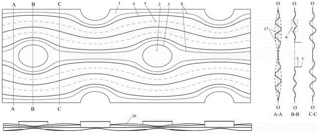 Streamlined variable amplitude parabolic corrugated fin of oval tube fin heat exchanger