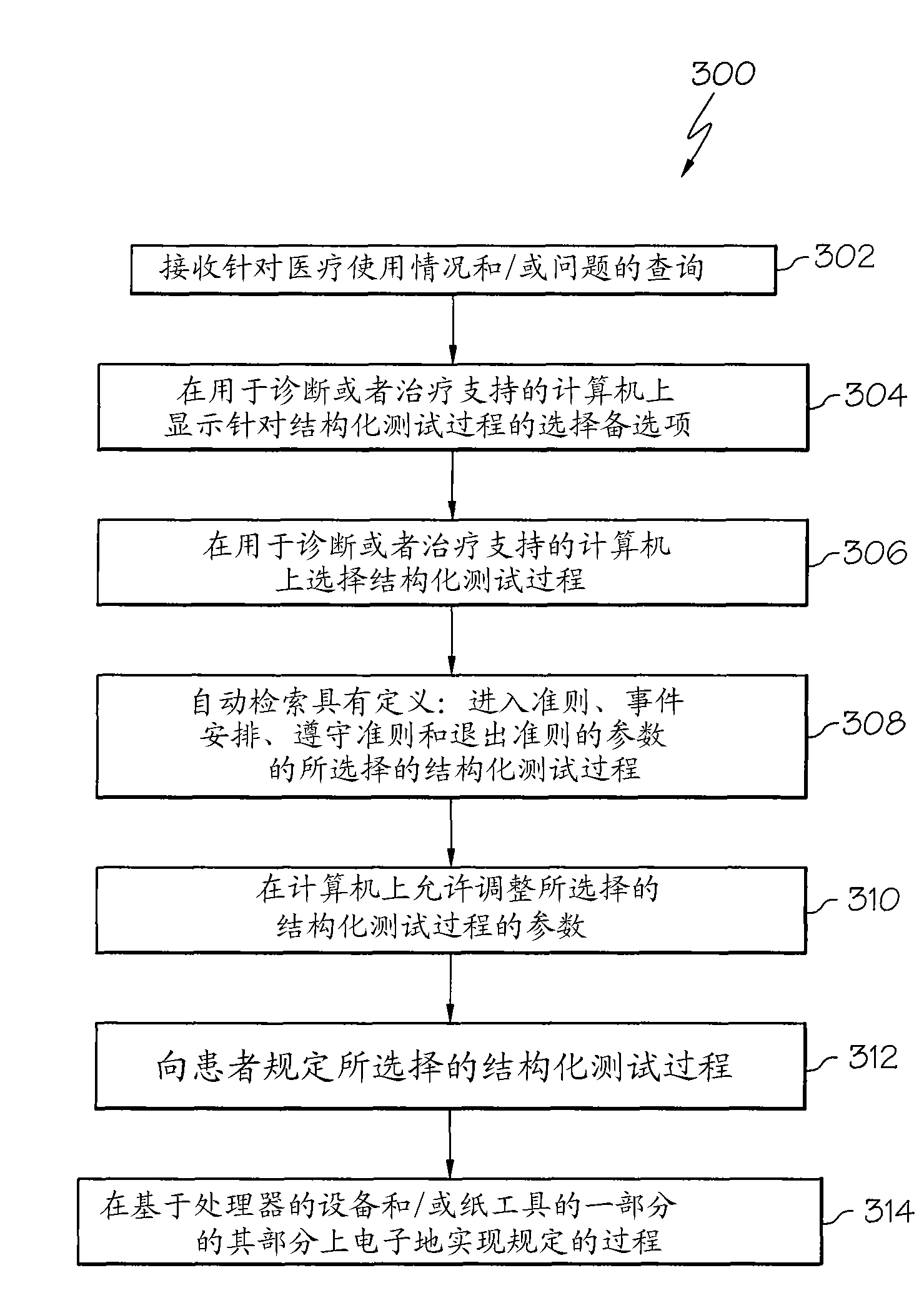 Structured testing method and device for diagnosis or treatment support of chronically ill patients