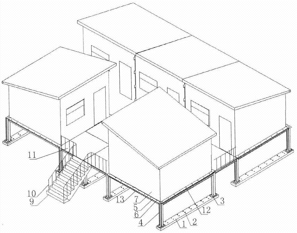 Construction method for assembly type light-steel integrated house in pasturing area