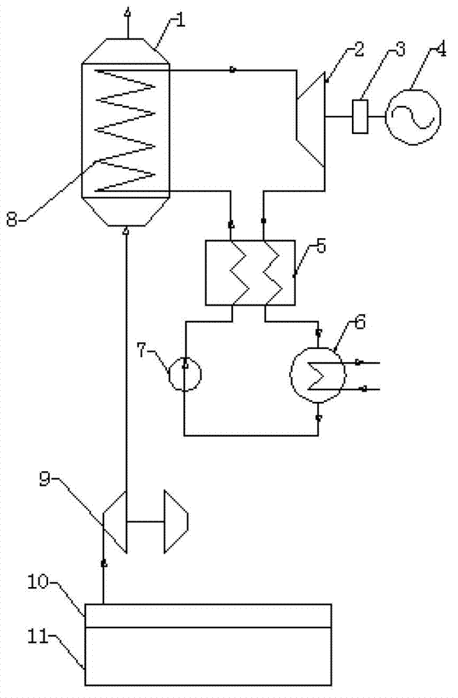 Waste gas waste heat power generation system of ship diesel generator based on organic Rankine cycle