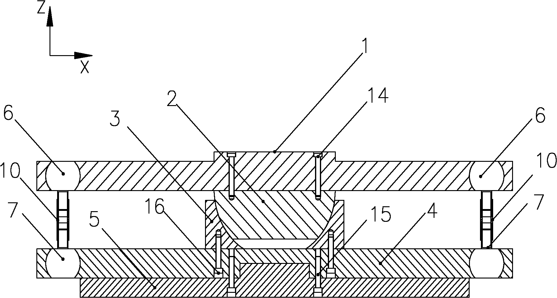 Triaxial dip angle adjustable platform for mechanical machining