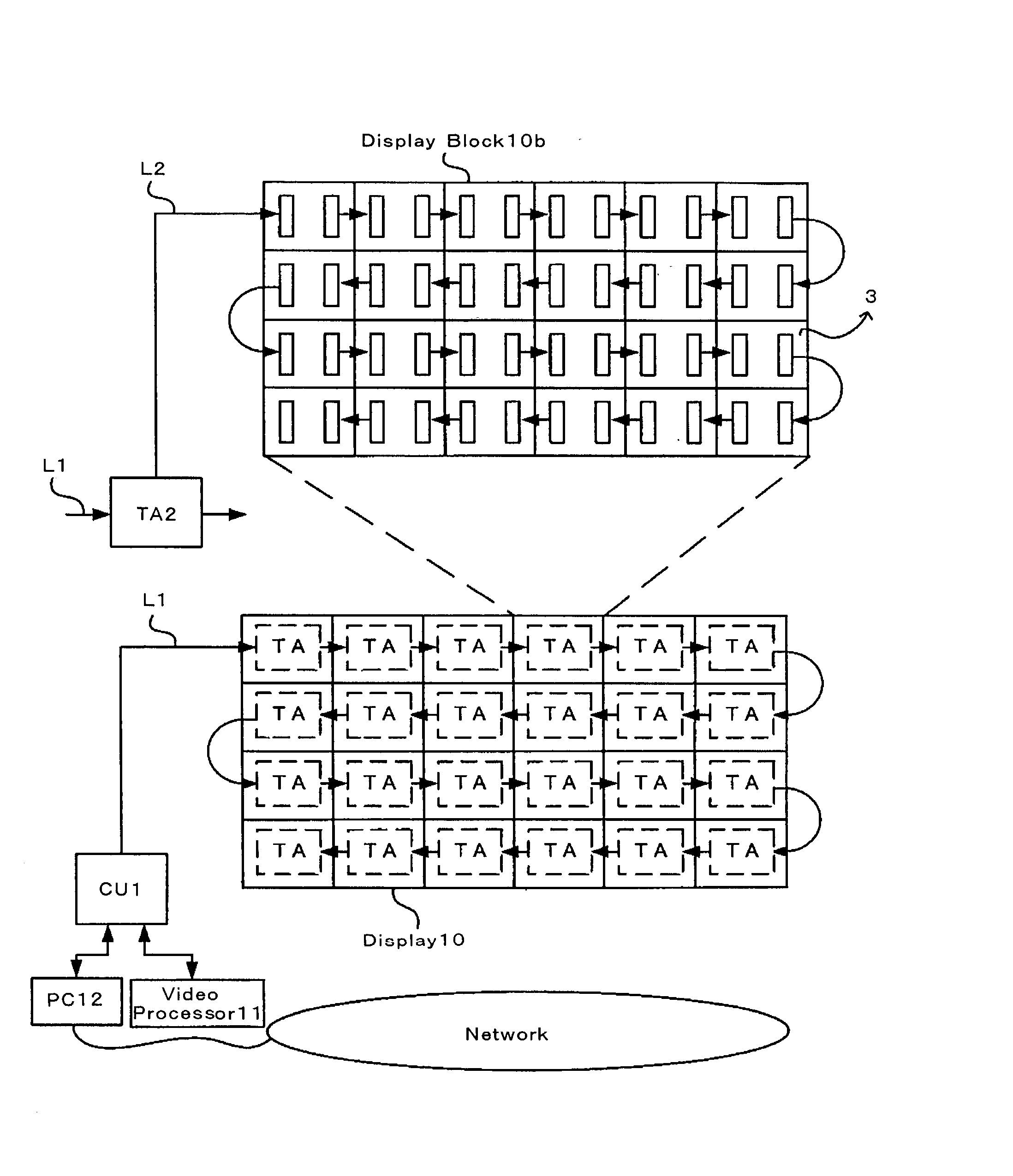 Display unit communication system, communication method, display unit, communication circuit, and terminal adapter