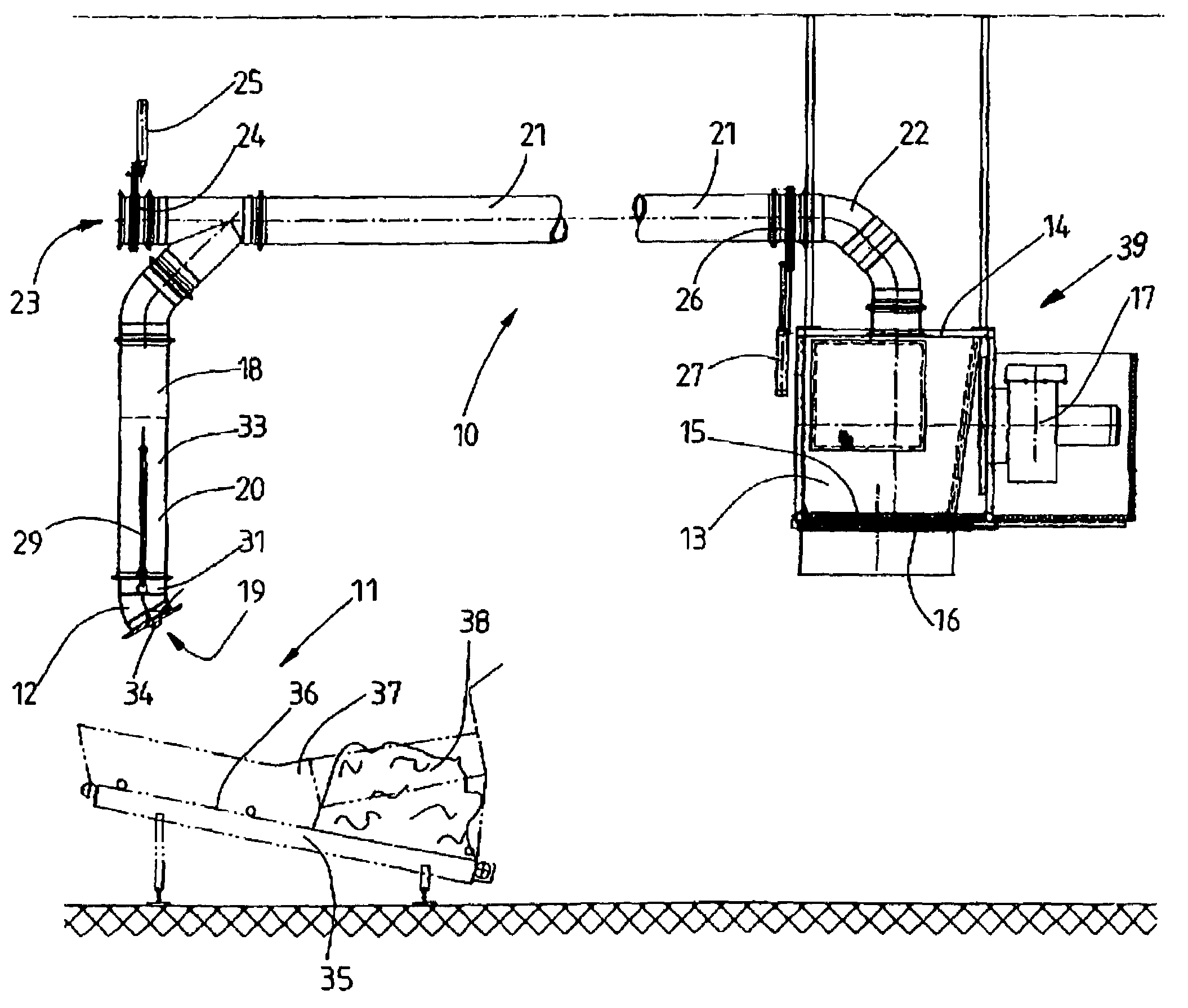 Method and device for the pneumatic transport of preferably linen