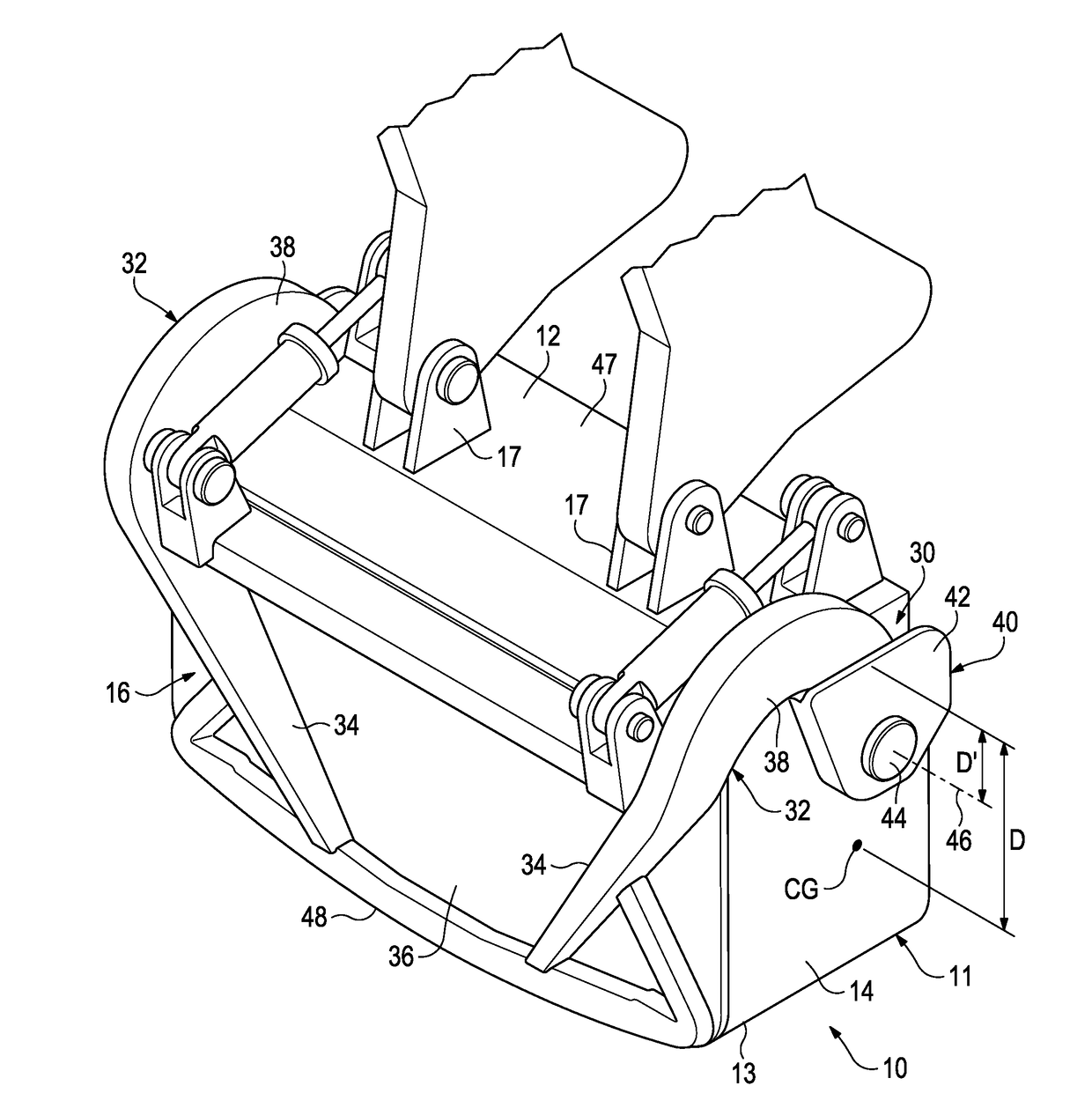 Bucket for cable shovel