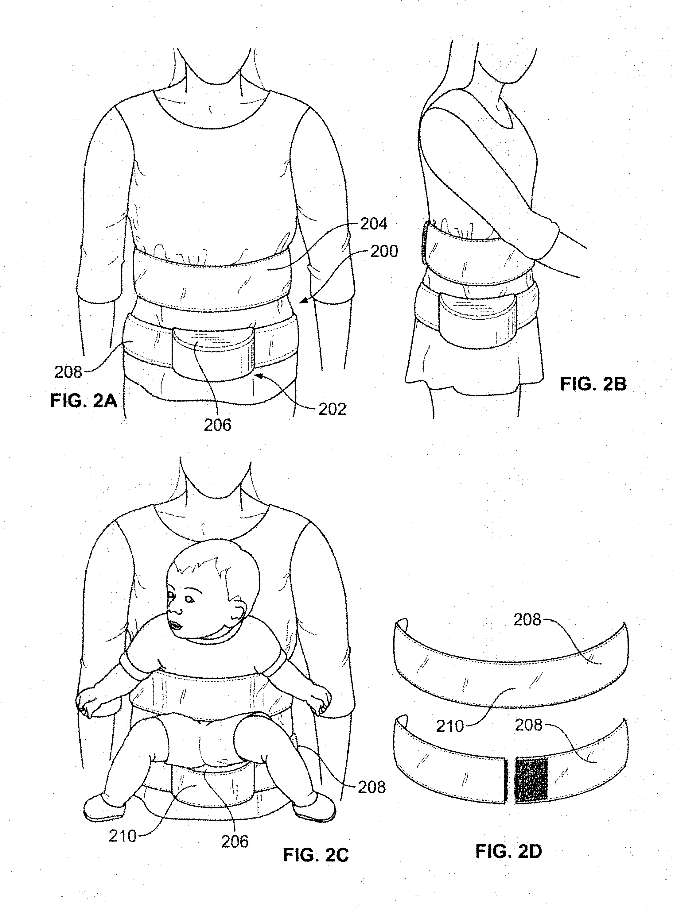 Strap-on child carrier with support seating element