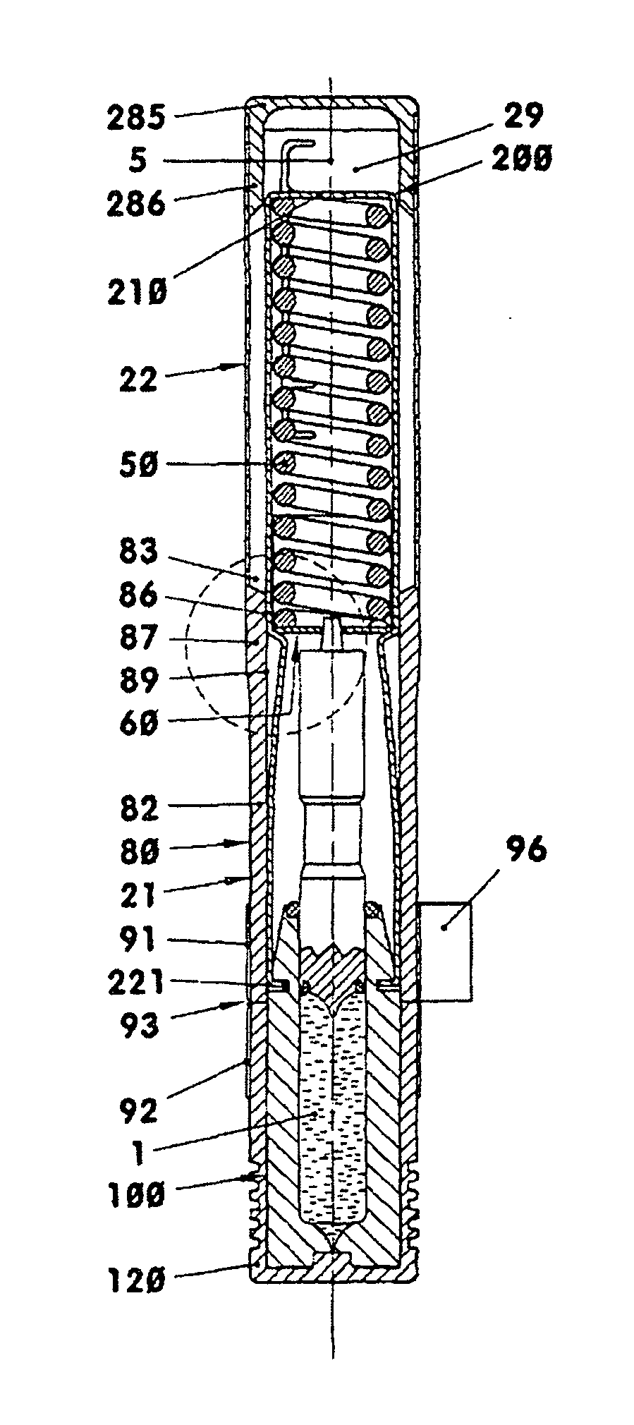 Single-use injector having a flexurally elastic housing