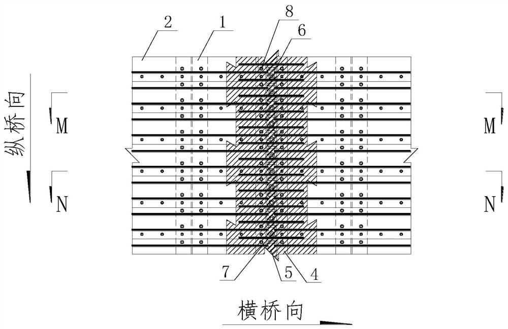 Longitudinal bridge direction joint connecting structure of profile steel UHPC composite board