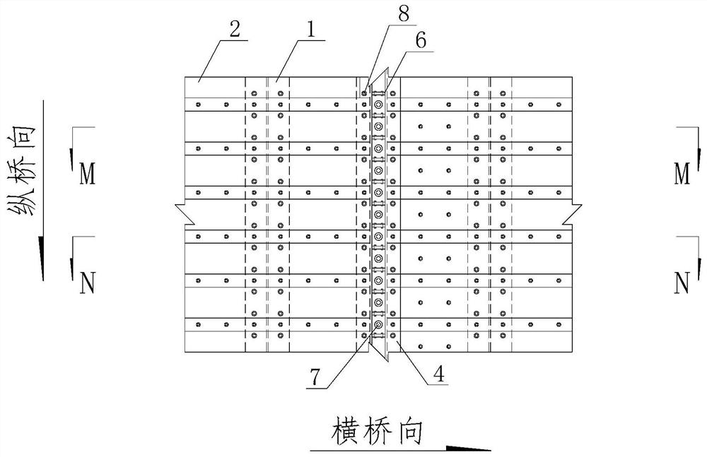 Longitudinal bridge direction joint connecting structure of profile steel UHPC composite board