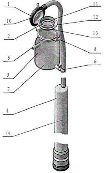 Seawater sampling site suction filtration device