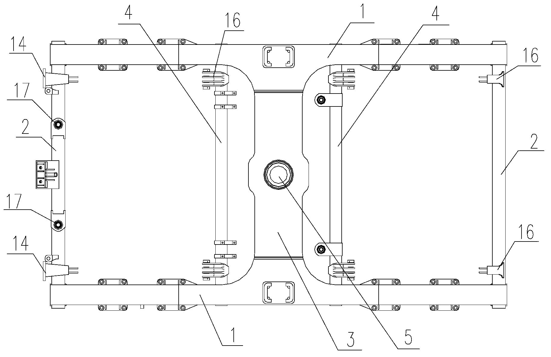 Railway-vehicle trailer bogie frame