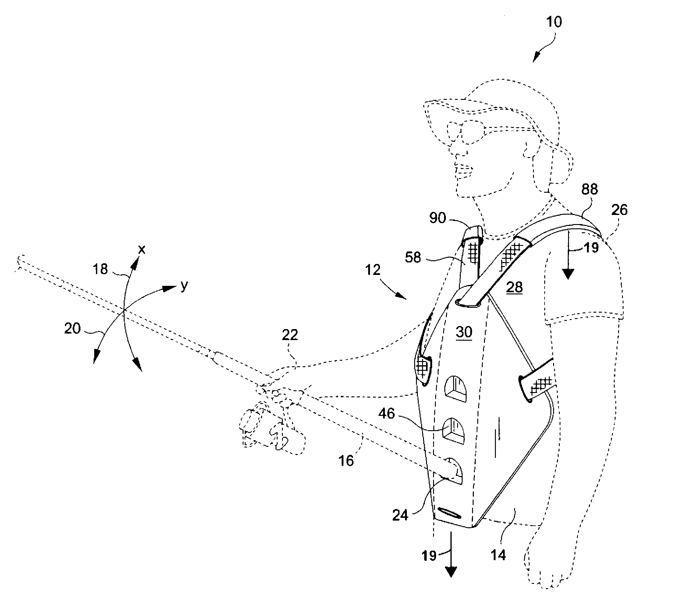 Back strain alleviating fishing pole harness