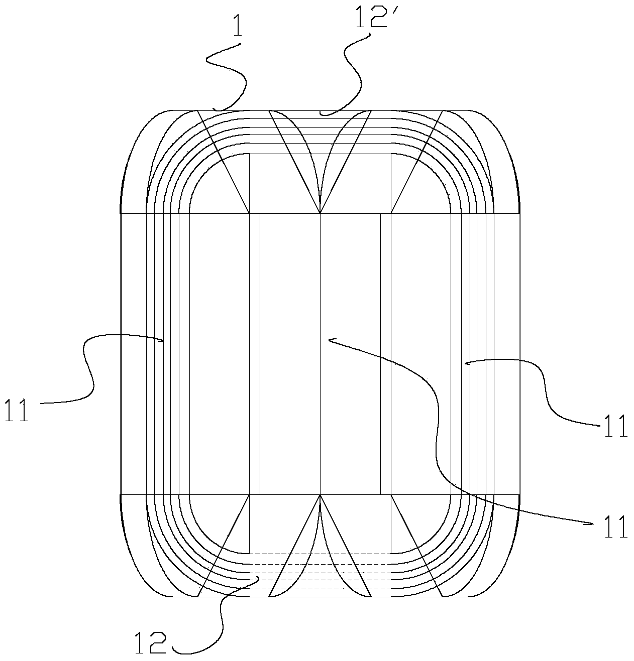 Broken-yoke iron core of three-phase amorphous alloy transformer