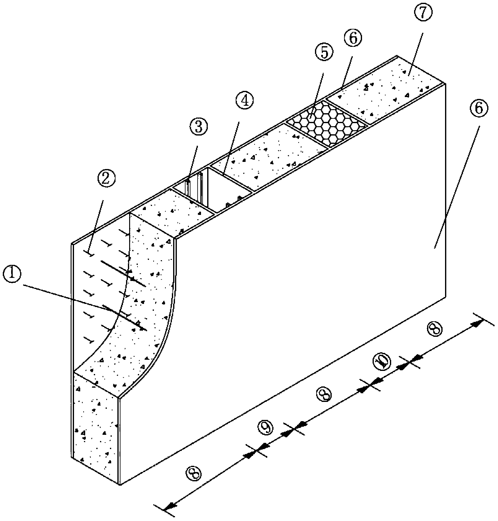 Multiple-chamber type double steel plate concrete combined shear wall