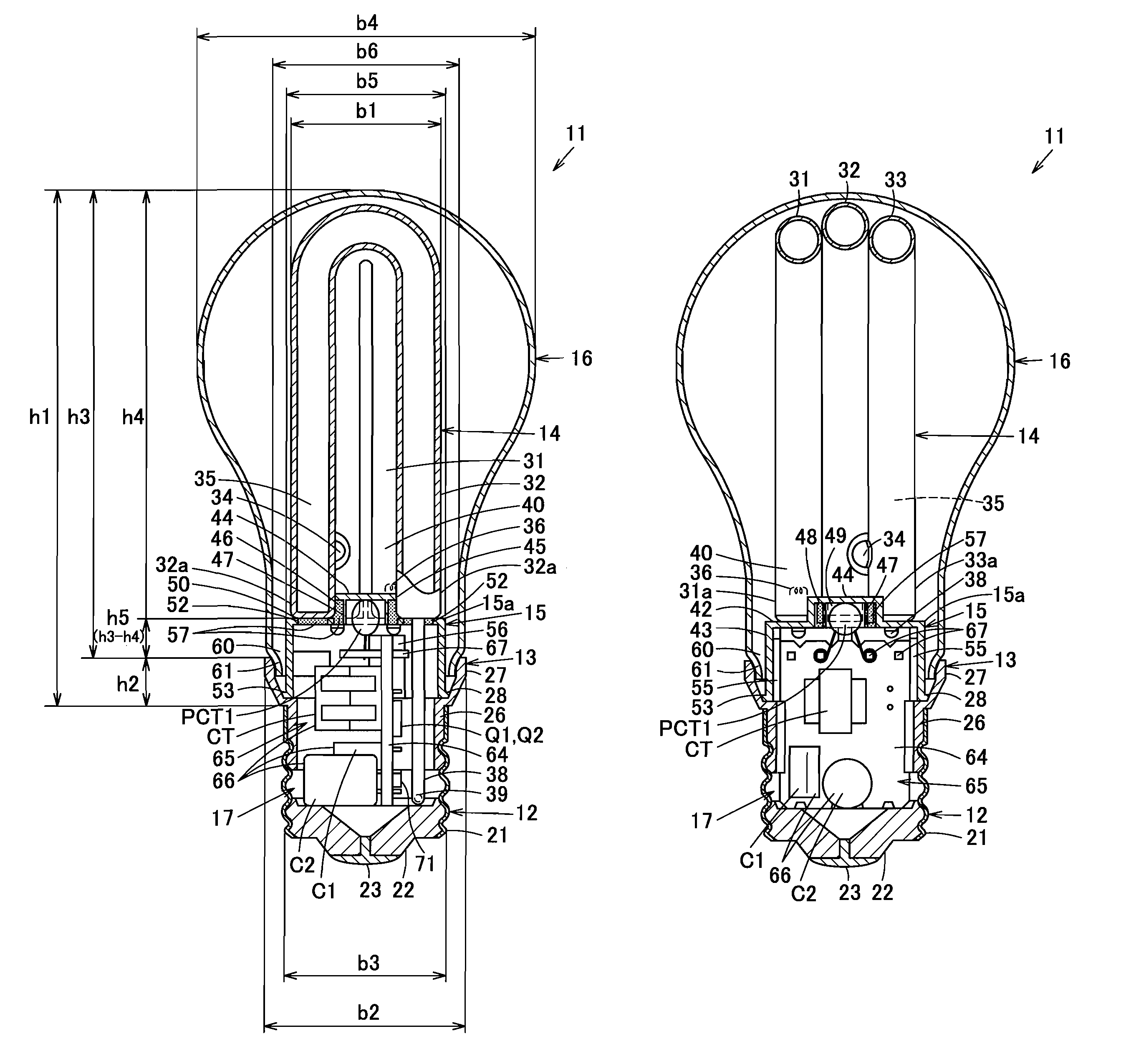 Self-ballasted fluorescent lamp and lighting apparatus