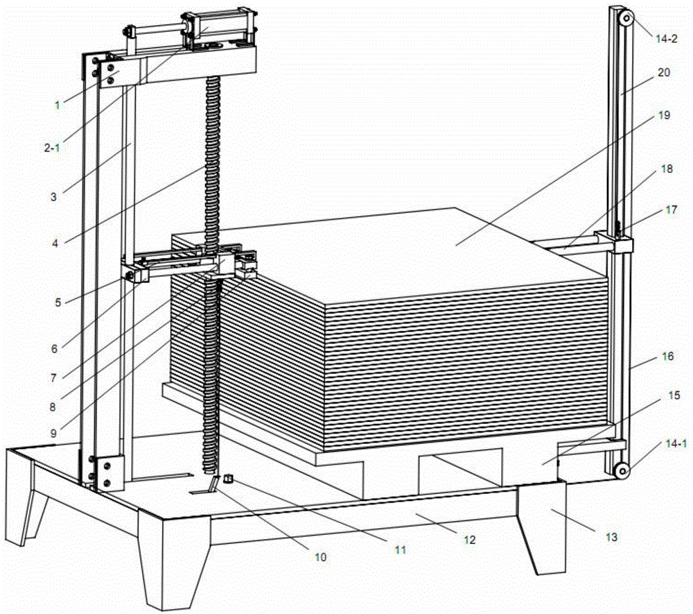 Separation device for detaching and stacking stamped sheet metal