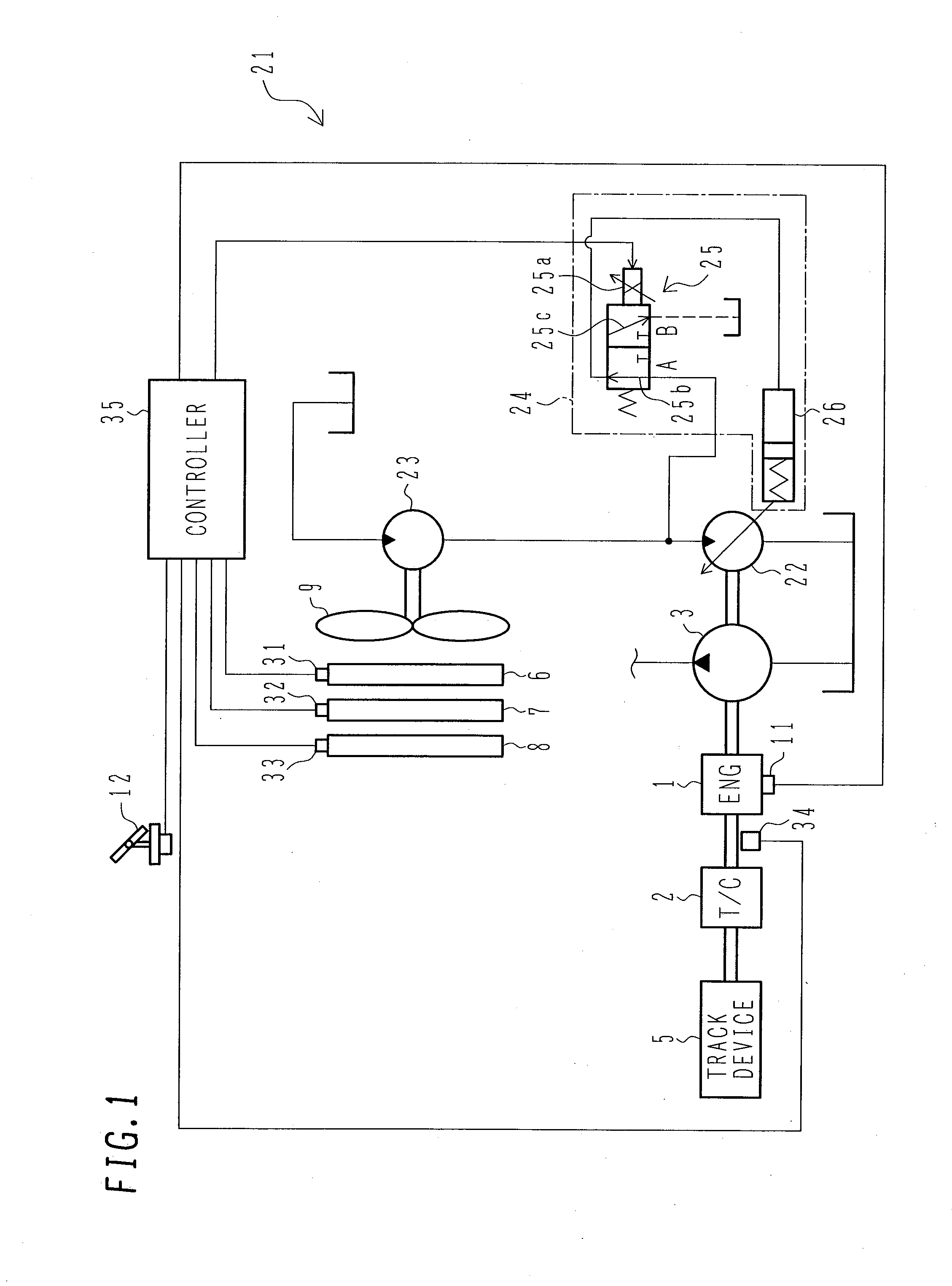 Cooling fan drive system for travel type working machine