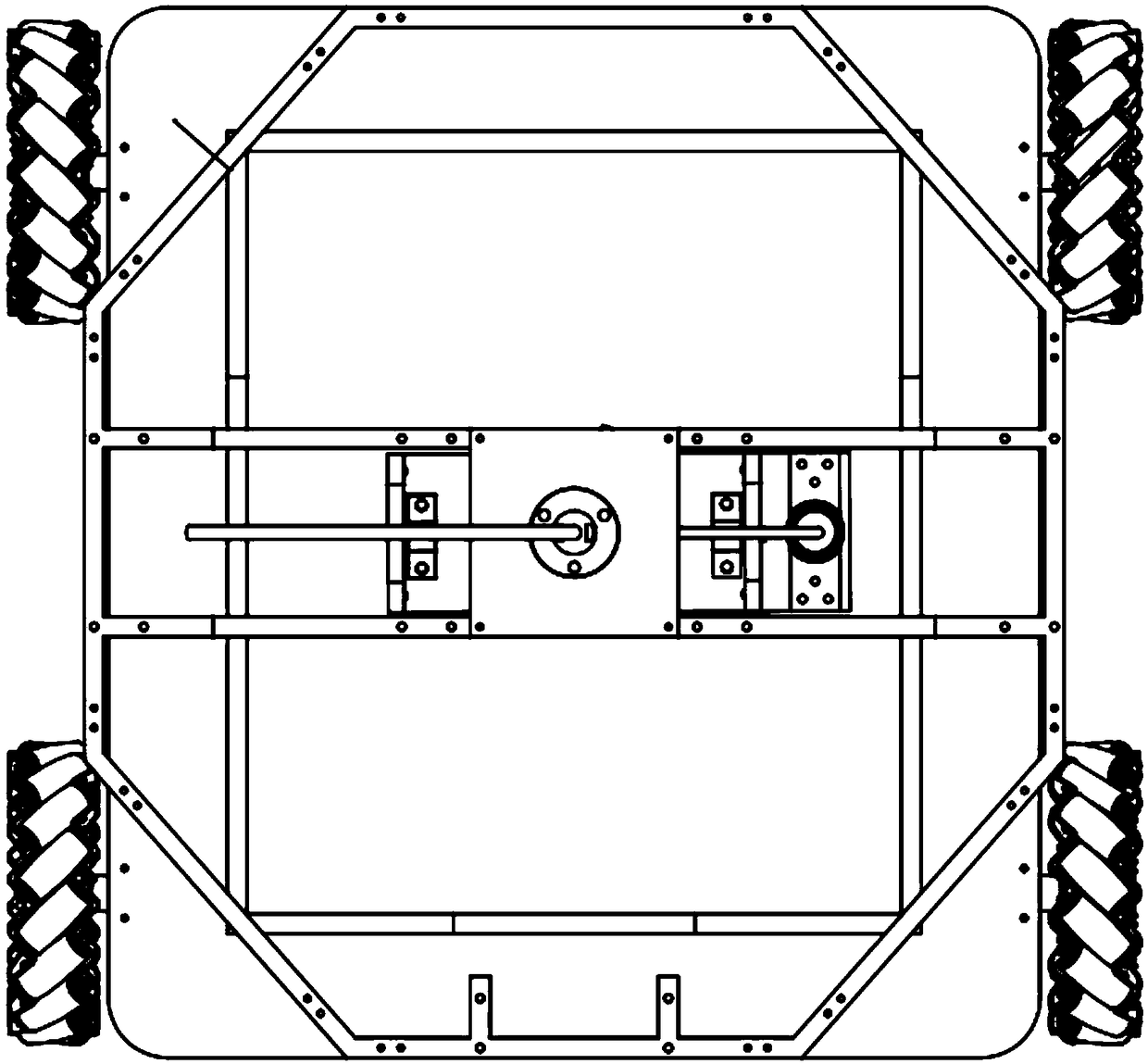 360-degree rotating cloud deck robot chassis based on electric conducting sliding ring