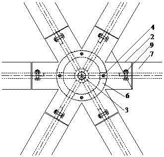 Force-bearing device for connecting joints at any angle in T-shaped steel plane