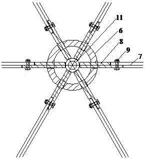 Force-bearing device for connecting joints at any angle in T-shaped steel plane