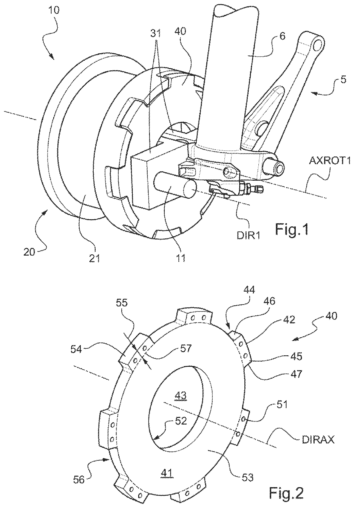 Caliper braking system for aircraft landing gear having a plurality of brake disk clamping zones