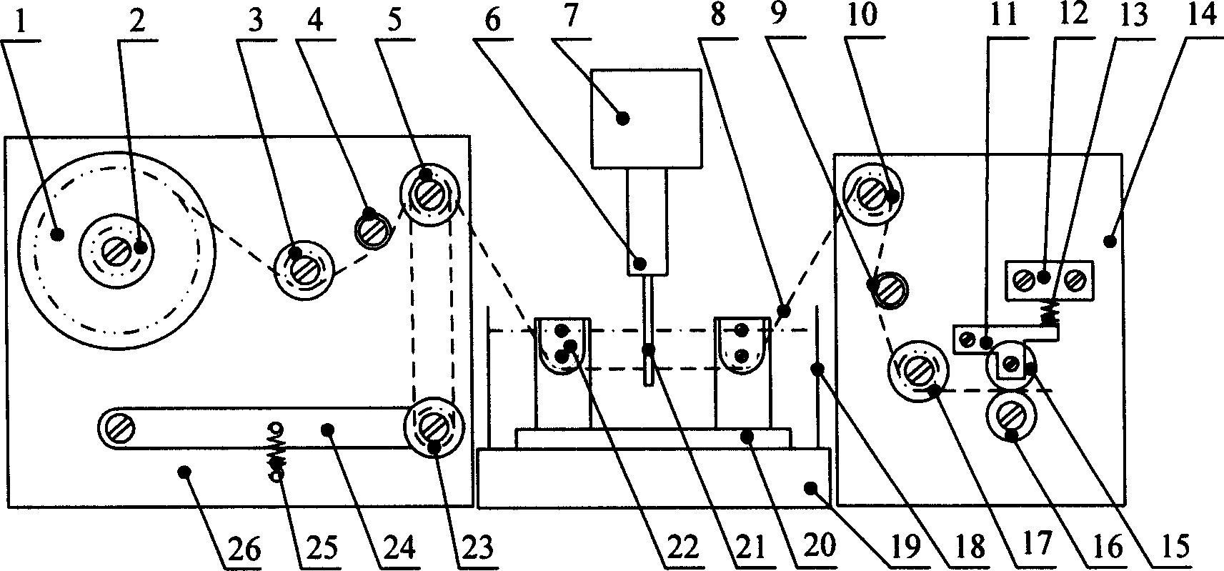 Horizontally wire-feeding split type micro electric spark wire cutting device