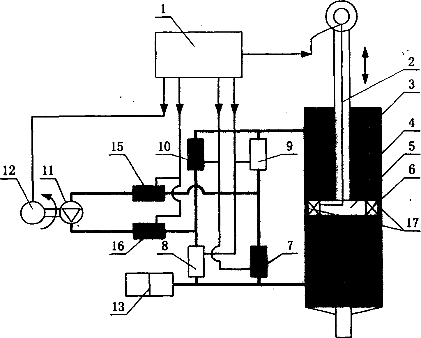 Controllable automobile magnetic rhological absorber with height adjusting function