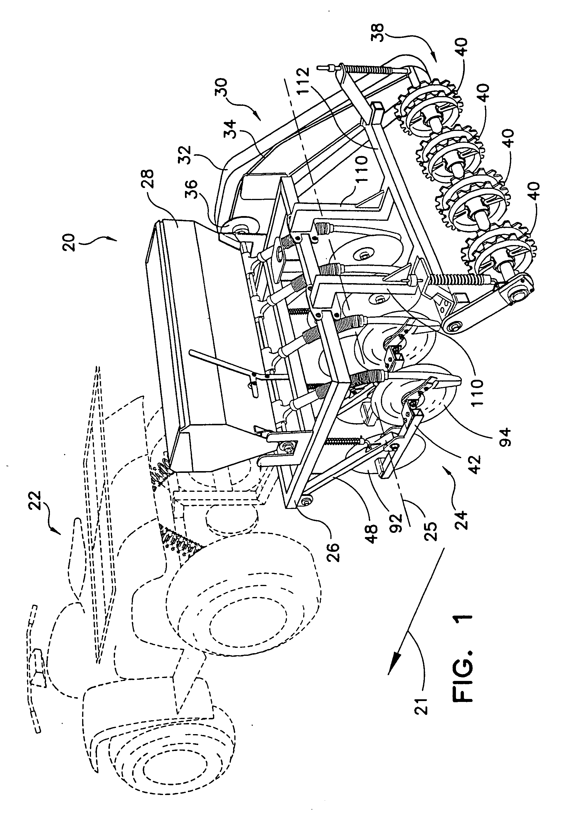 Seed drill with walking beam assembly