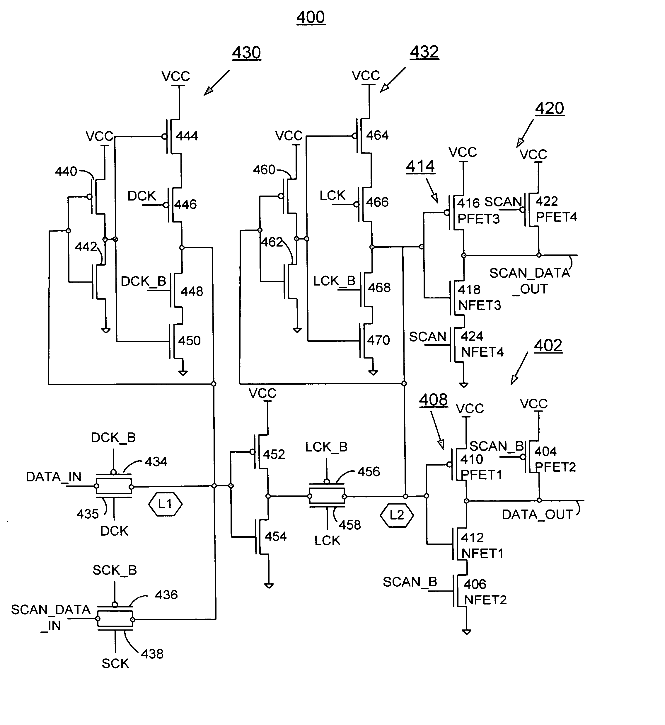 Method and apparatus for controlling AC power during scan operations in scannable latches